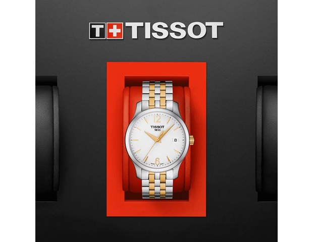 Shop Authentic Tissot T Classic Tradition White Dial Two Tone Mesh Bracelet Watch for Women - T063.210.22.037.00 - Luxxuri