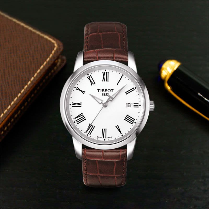 Shop Authentic Tissot T Classic Dream White Dial Brown Leather Strap Watch for Men - T033.410.16.013.01 - Luxxuri