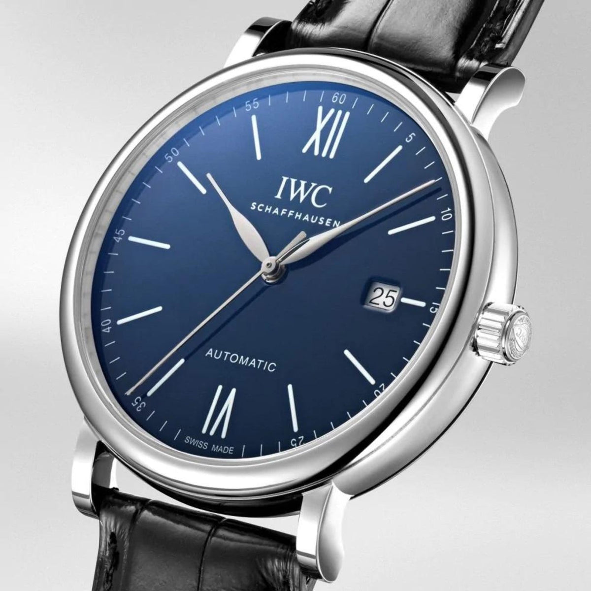 Shop Authentic IWC Portofino '150 Years Edition' Automatic Blue Dial Black Leather Strap Watch for Men - IW356518 - Luxxuri