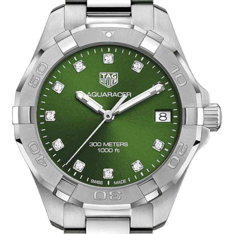 Shop Authentic Tag Heuer Aquaracer Diamonds Emerald Green Dial Watch for Women - WBD1316.BA0740 - Luxxuri