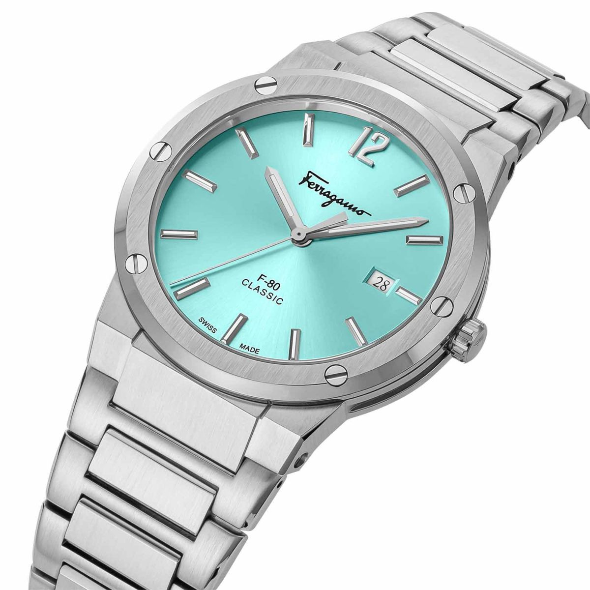 Shop Authentic Salvatore Ferragamo F-80 Classic Tiffany Blue Dial Silver Steel Strap Watch for Men - SFDT02323 - Luxxuri
