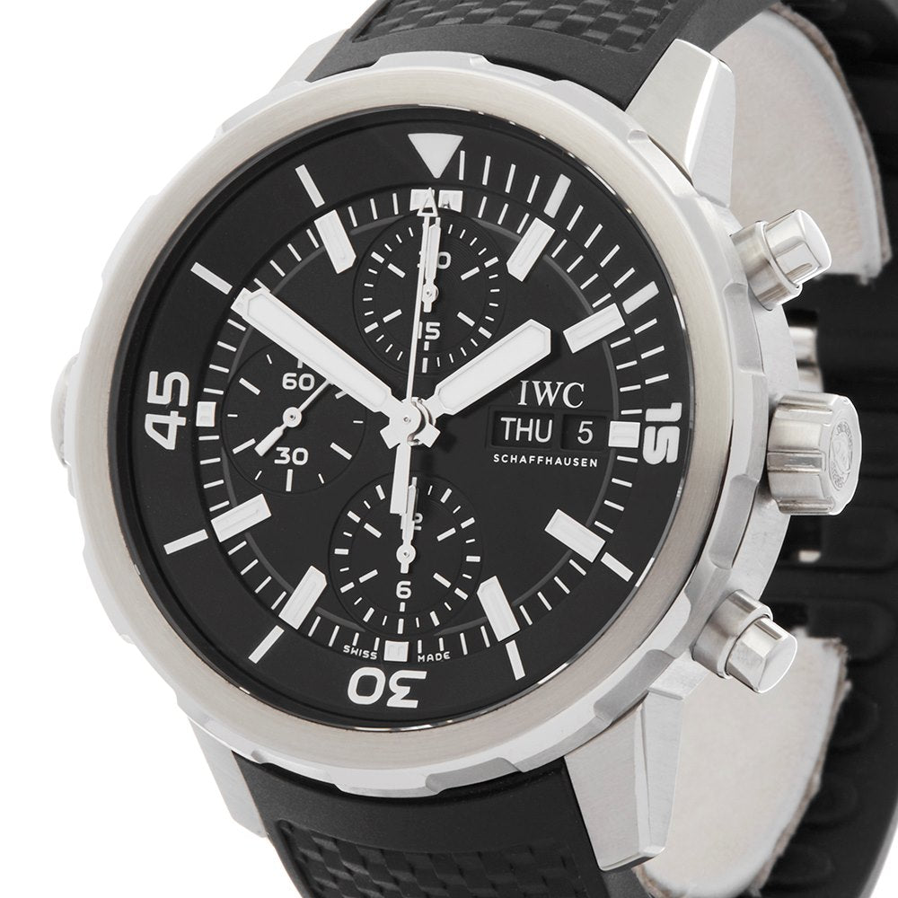 Shop Authentic IWC Aquatimer Chronograph Black Dial Black Leather Strap Watch for Men - IW376803 - Luxxuri
