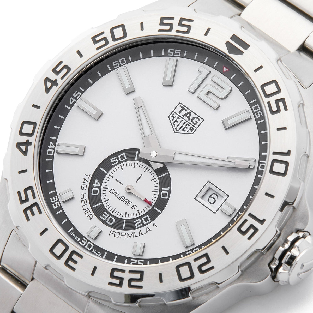 Shop Authentic Tag Heuer Formula 1 Calibre 6 Automatic White Dial Silver Steel Strap Watch for Men - WAZ2013.BA0842 - Luxxuri
