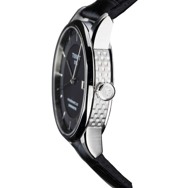 Shop Authentic Tissot T Classic Luxury Powermatic 80 Black Dial Black Leather Strap Watch For Men - T086.408.16.051.00 - Luxxuri