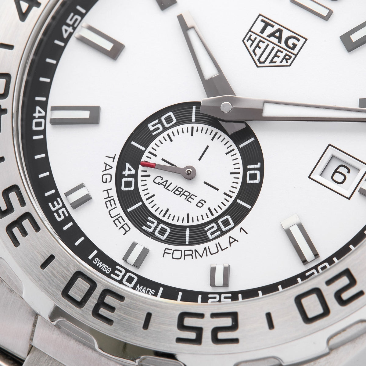 Shop Authentic Tag Heuer Formula 1 Calibre 6 Automatic White Dial Silver Steel Strap Watch for Men - WAZ2013.BA0842 - Luxxuri