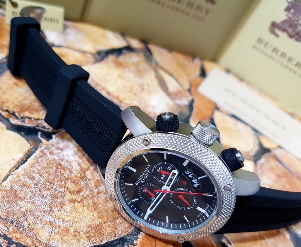 Shop Authentic Burberry Endurance Sport Chronograph Black Dial Black Rubber Strap Watch for Men - BU7700 - Luxxuri