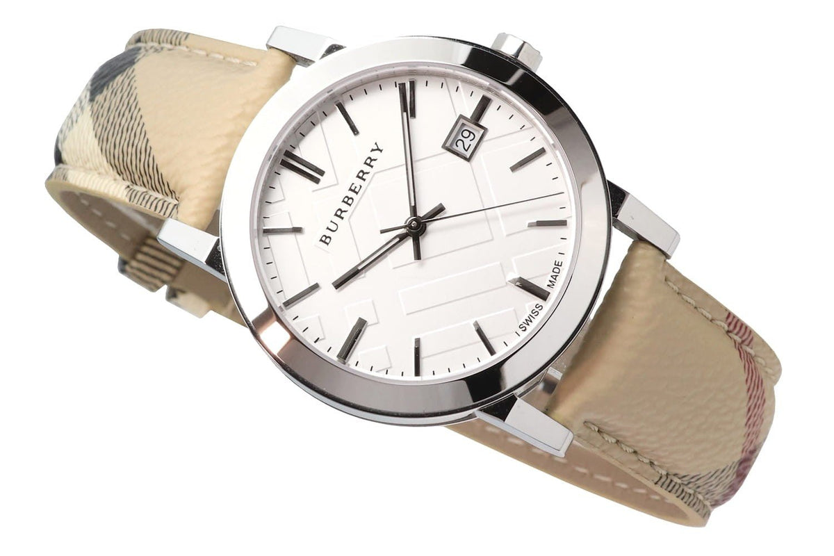Shop Authentic Burberry The City Silver Dial Brown Leather Strap Watch for Women - BU9025 - Luxxuri
