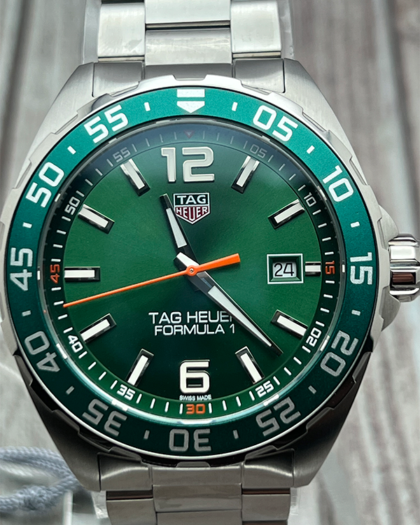 Shop Authentic Tag Heuer Formula 1 Quartz Green Dial Silver Steel Strap Watch for Men - WAZ1017.BA0842 - Luxxuri