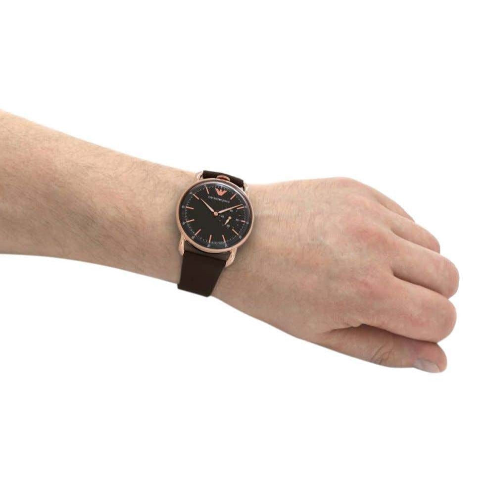Shop Authentic Emporio Armani Aviator Quartz Black Dial Brown Leather Strap Watch For Men - AR11337 - Luxxuri