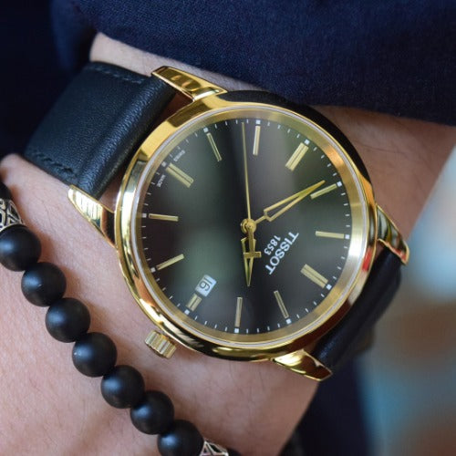 Shop Authentic Tissot T Classic Dream Black Dial Black Leather Strap Watch for Men - T033.410.36.051.01 - Luxxuri