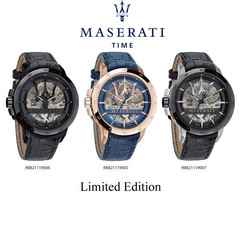 Shop Authentic Maserati Automatic Black Dial Black Leather Strap Watch For Men - R8821119007 - Luxxuri