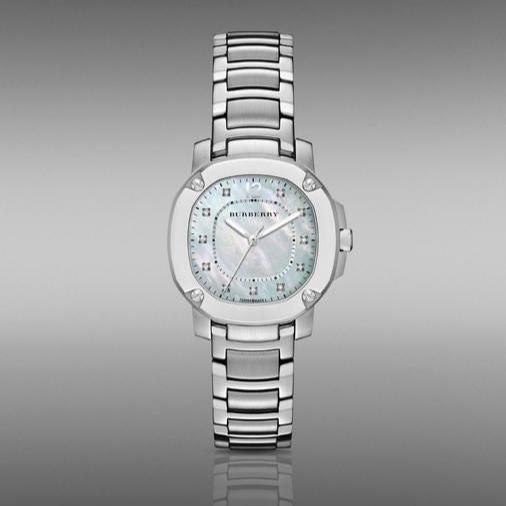 Shop Authentic Burberry The Britain Diamonds Mother of Pearl Dial Silver Steel Strap Watch for Women - BBY1804 - Luxxuri