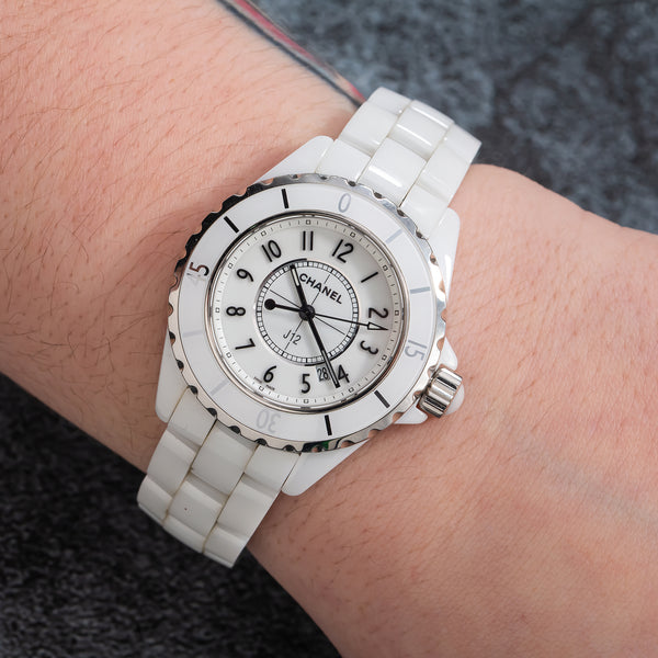 Shop Authentic Chanel J12 Ceramic White Dial White Steel Strap Watch for Women - J12 H0968 - Luxxuri
