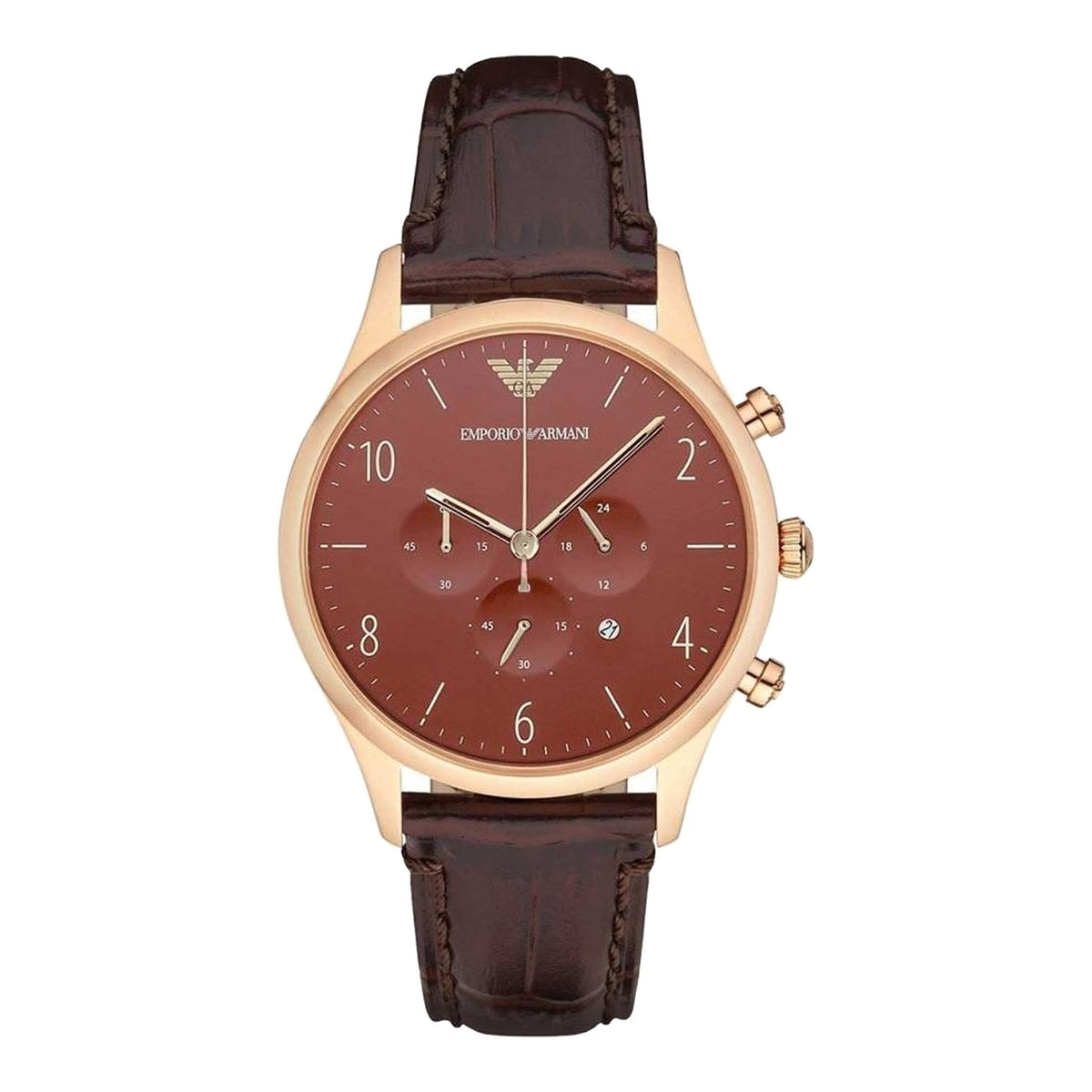 Shop Authentic Emporio Armani Classic Chronograph Burgundy Dial Brown Leather Strap Watch For Men - AR1890 - Luxxuri