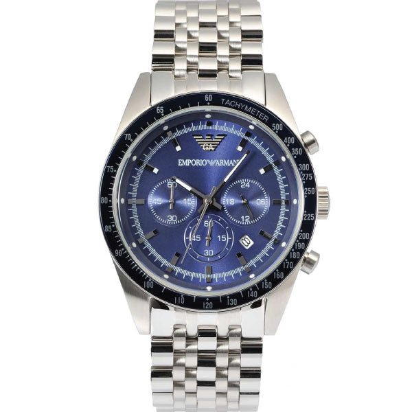 Shop Authentic Emporio Armani Sportivo Chronograph Blue Stainless Steel Watch For Men - AR6072 - Luxxuri
