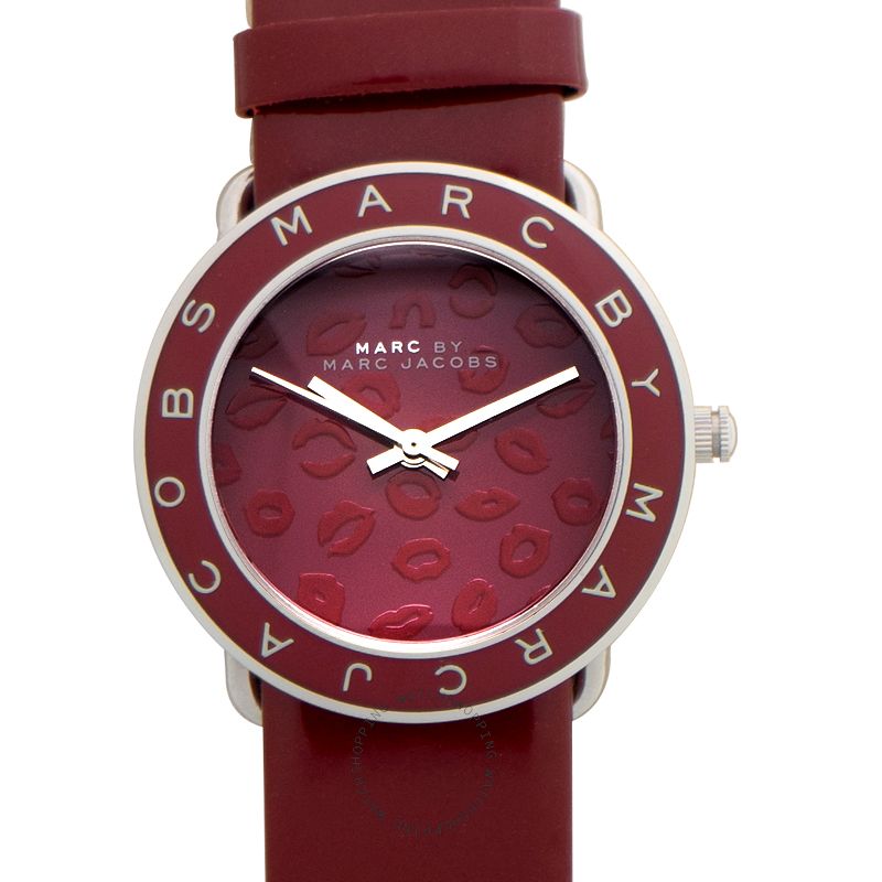 Shop Authentic Marc Jacobs Amy Red Dial Burgundy Leather Strap Watch for Women - MBM1162 - Luxxuri