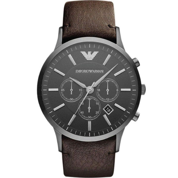 Shop Authentic Emporio Armani Sportivo Black Dial Brown Leather Strap Watch For Men - AR2462 - Luxxuri