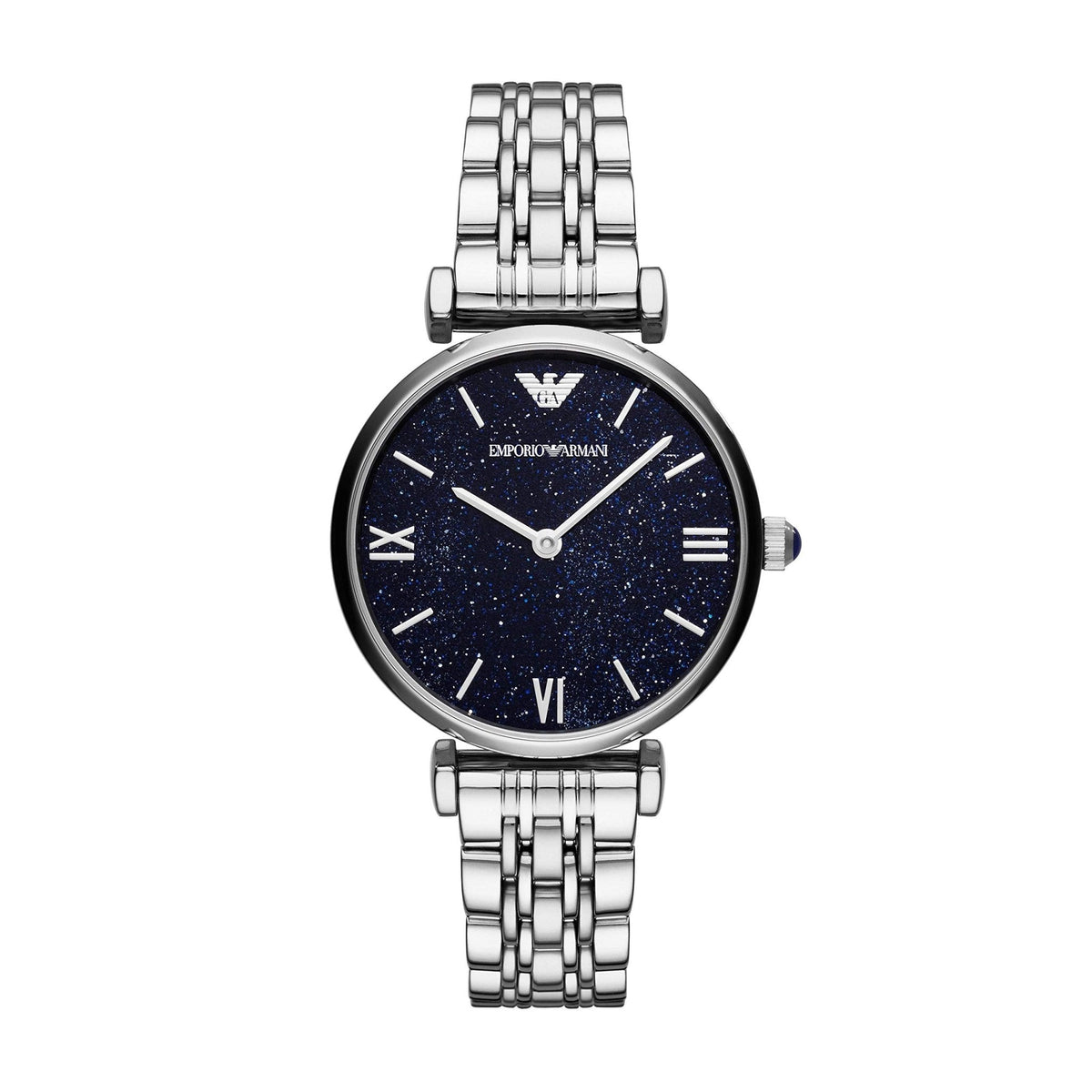 Shop Authentic Emporio Armani Gianni T Bar Dark Blue Dial Silver Stainless Steel Watch For Women - AR11091 - Luxxuri