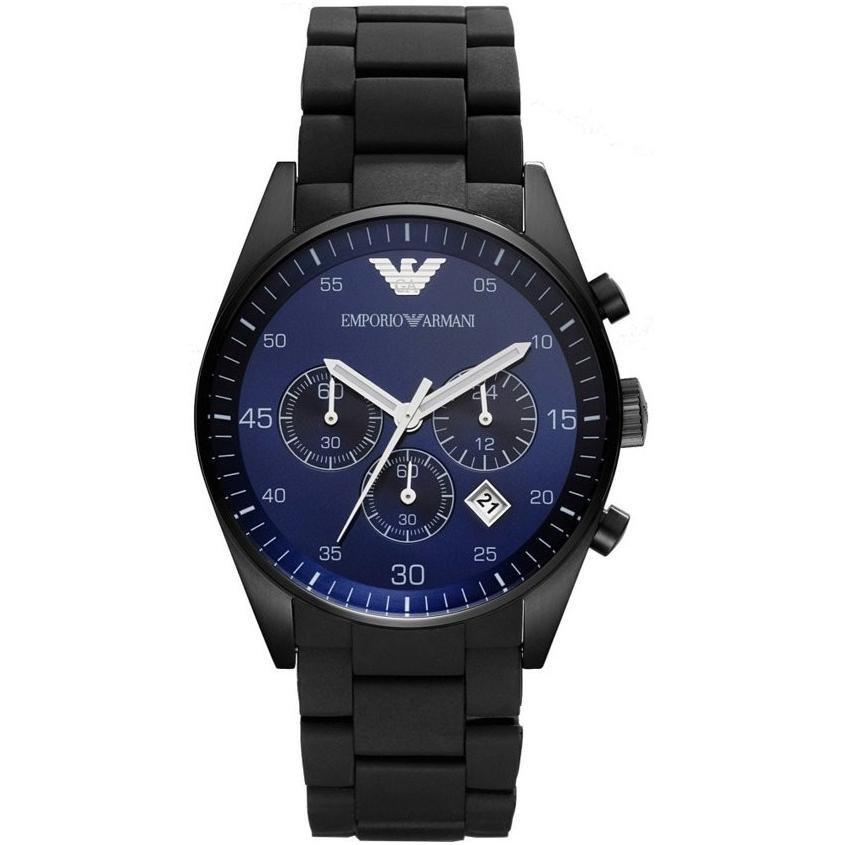 Shop Authentic Emporio Armani Sportivo Chronograph Blue Dial Black Strap Watch For Men - AR5921 - Luxxuri