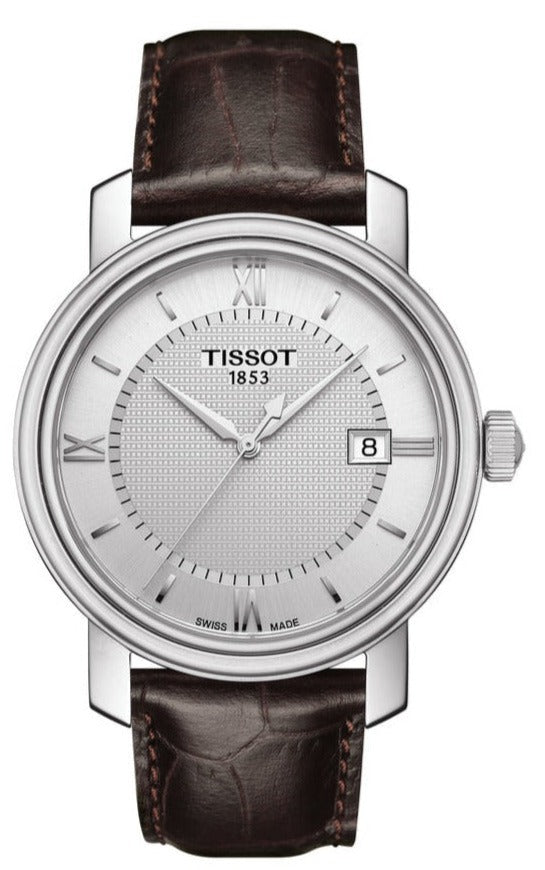 Shop Authentic Tissot T Classic Bridgeport Silver Dial Brown Leather Strap Watch For Men - T097.410.16.038.00 - Luxxuri