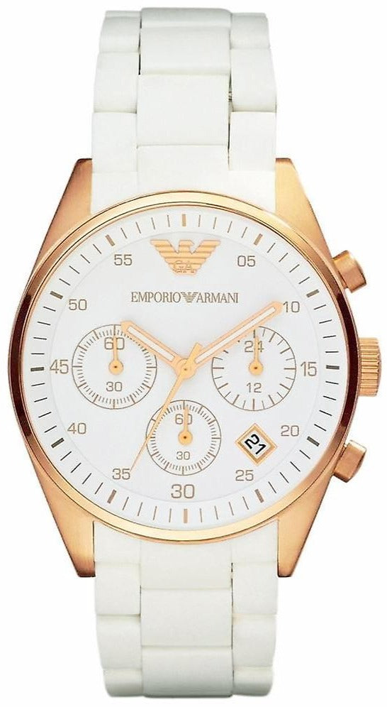 Shop Authentic Emporio Armani Sportivo Silver Dial White Silicone Strap Watch For Women - AR5920 - Luxxuri