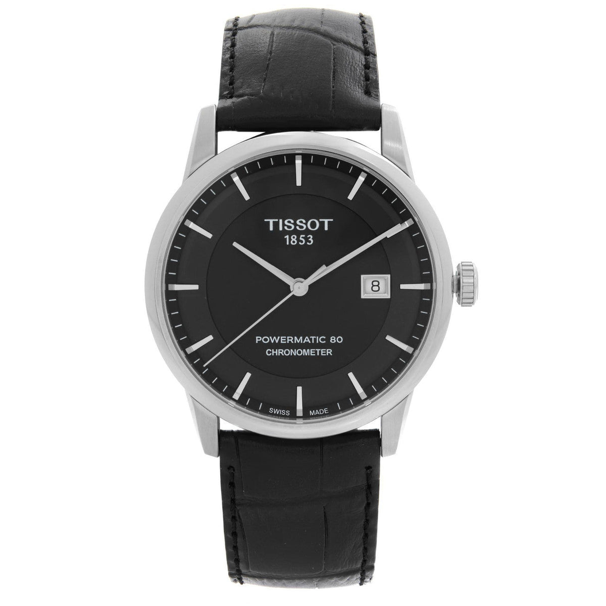 Shop Authentic Tissot T Classic Luxury Powermatic 80 Black Dial Black Leather Strap Watch For Men - T086.408.16.051.00 - Luxxuri