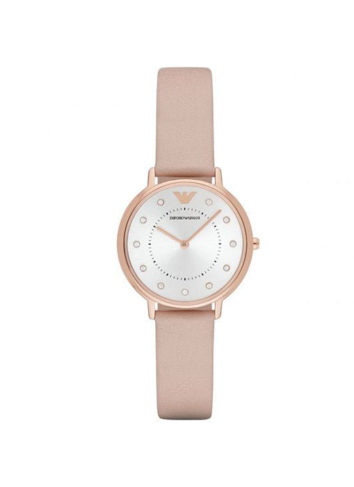 Shop Authentic Emporio Armani Kappa Rose Gold & White Dial Beige Nude Leather Strap Watch For Women - AR2510 - Luxxuri