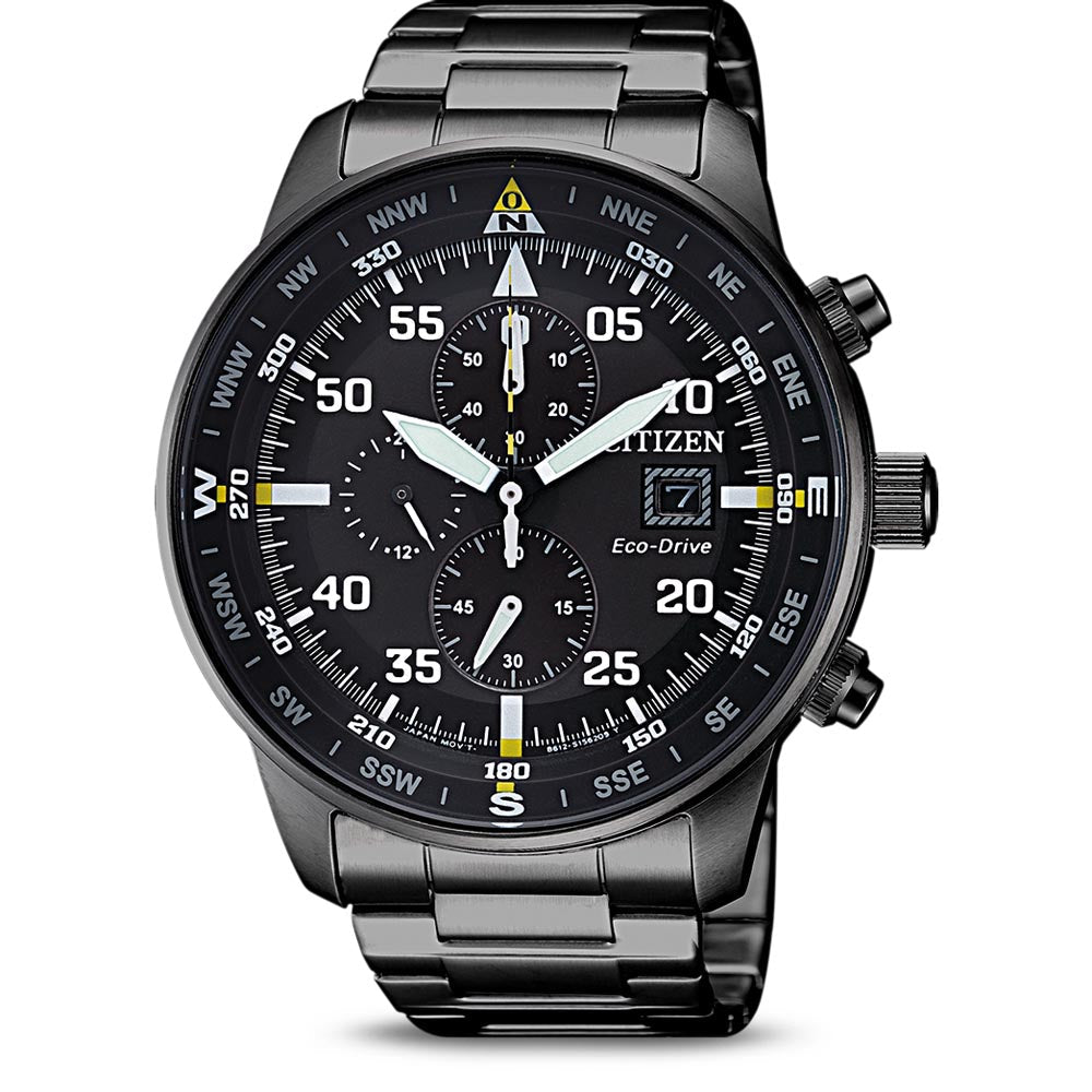 Shop Authentic Citizen Sports Eco Drive Black Dial Black Steel Strap Watch For Men - CA0695-84E - Luxxuri