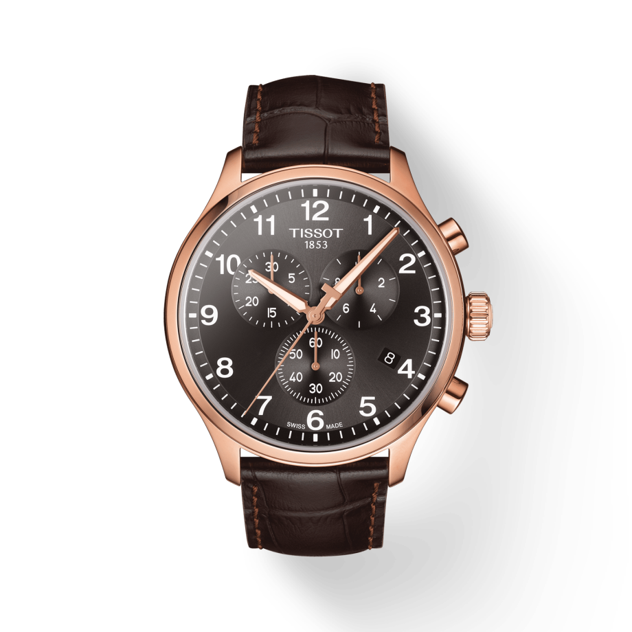 Shop Authentic Tissot Chrono XL Black Dial Brown Leather Strap Watch For Men - T116.617.36.057.01 - Luxxuri