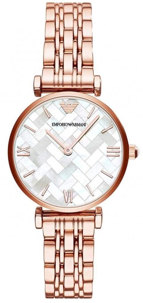Shop Authentic Emporio Armani Mother of Pearl Dial Rose Gold Steel Strap Watch For Women - AR11110 - Luxxuri