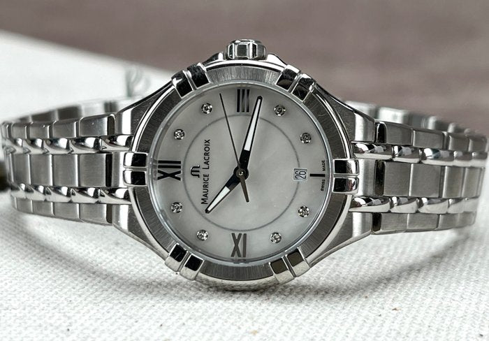 Shop Authentic Maurice Lacroix Aikon White Mother of Pearl Dial Silver Steel Strap Watch for Women - AI1004-SS002-170-1 - Luxxuri