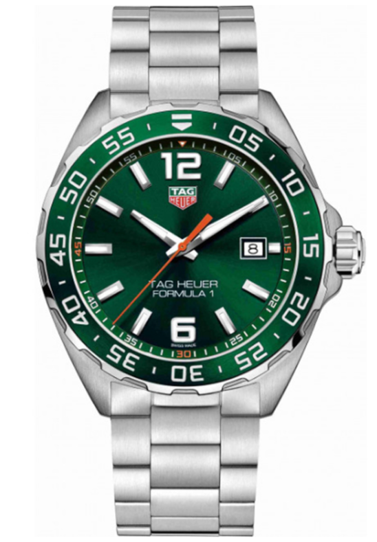 Shop Authentic Tag Heuer Formula 1 Quartz Green Dial Silver Steel Strap Watch for Men - WAZ1017.BA0842 - Luxxuri