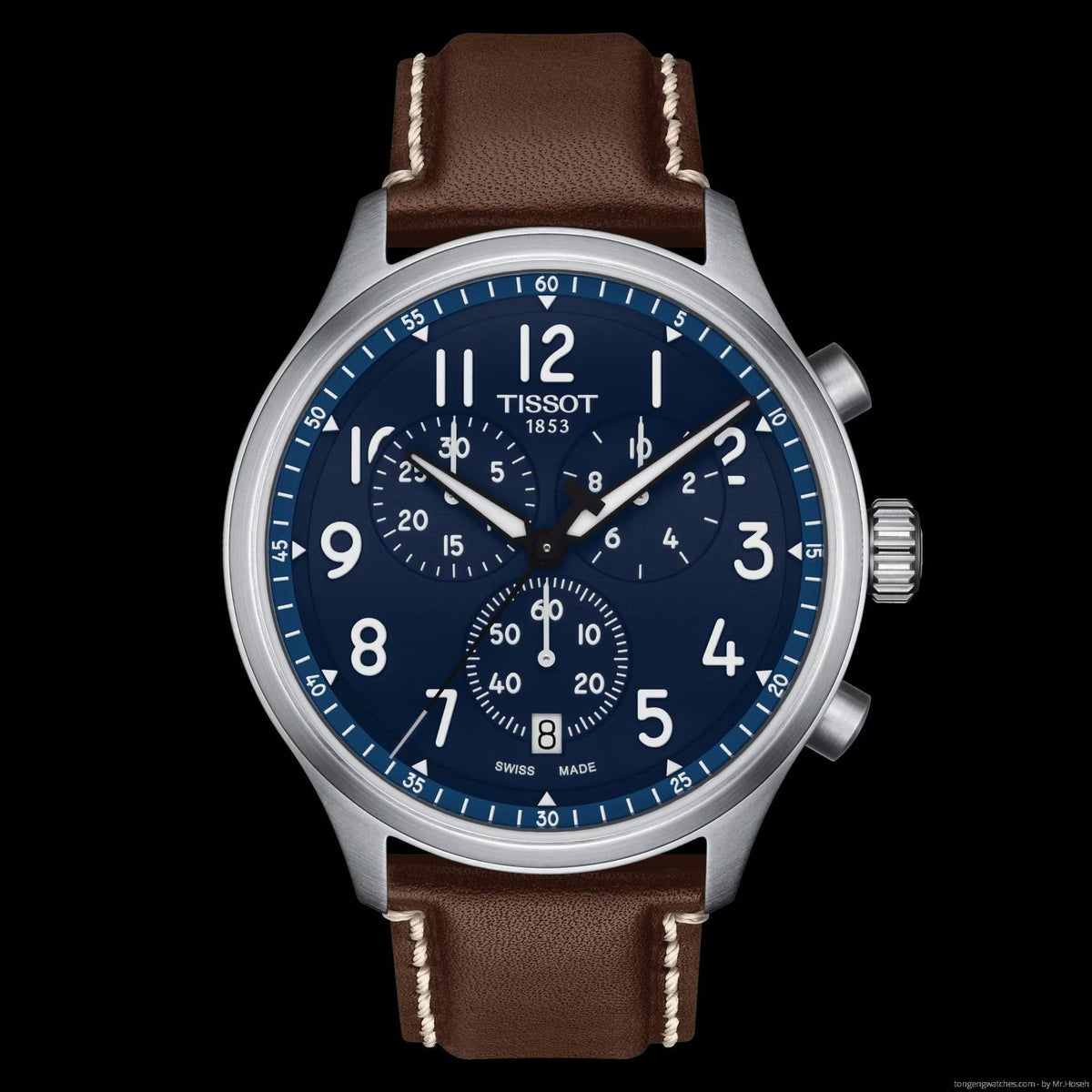 Shop Authentic Tissot Chrono XL Vintage Blue Dial Brown Leather Strap Watch For Men - T116.617.16.042.00 - Luxxuri