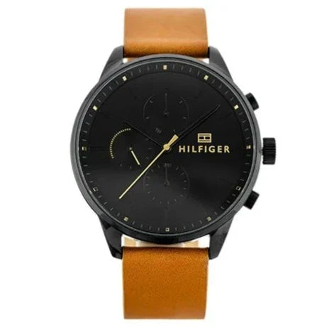 Shop Authentic Tommy Hilfiger James Quartz Black Dial Brown Leather Strap Watch For Men - 1791486 - Luxxuri