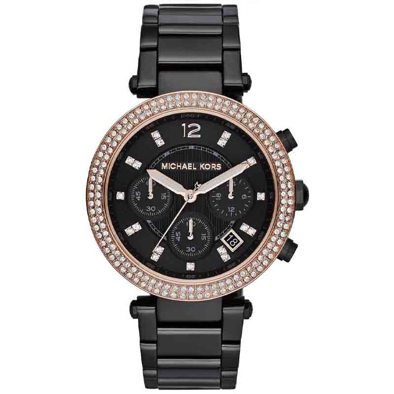 Shop Authentic Michael Kors Parker Diamonds Black Dial Black Steel Strap Watch for Women - MK5885 - Luxxuri