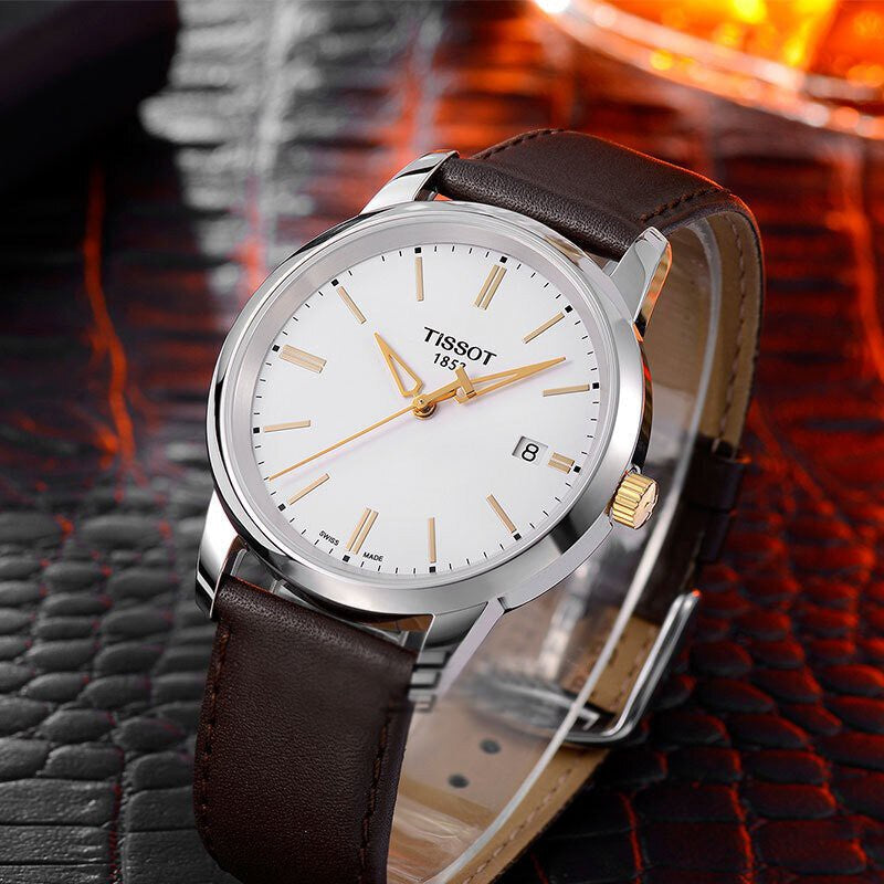 Shop Authentic Tissot T Classic Dream White Dial Brown Leather Strap Watch for Men - T033.410.26.011.01 - Luxxuri
