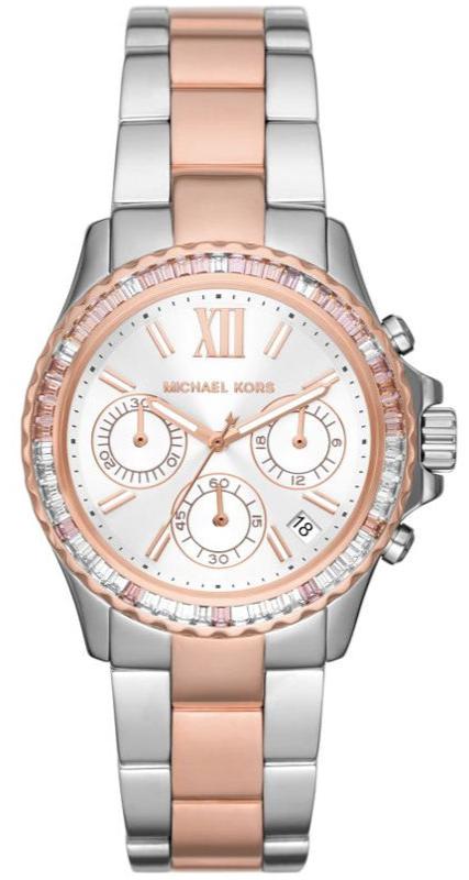 Shop Authentic Michael Kors Everest Chronograph White Dial Two Tone Steel Strap Watch For Women - MK7214 - Luxxuri