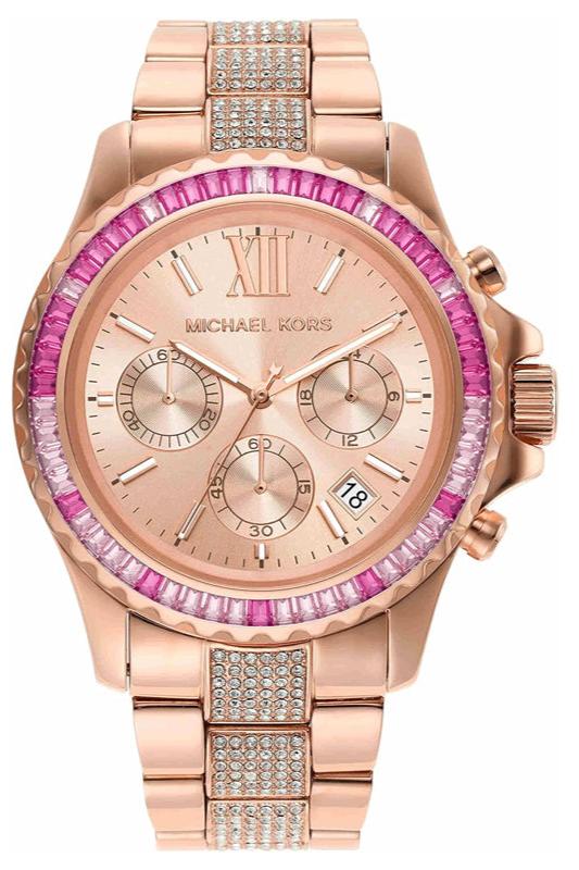 Shop Authentic Michael Kors Everest Chronograph Rose Gold Dial Rose Gold Steel Strap Watch For Women - MK7211 - Luxxuri