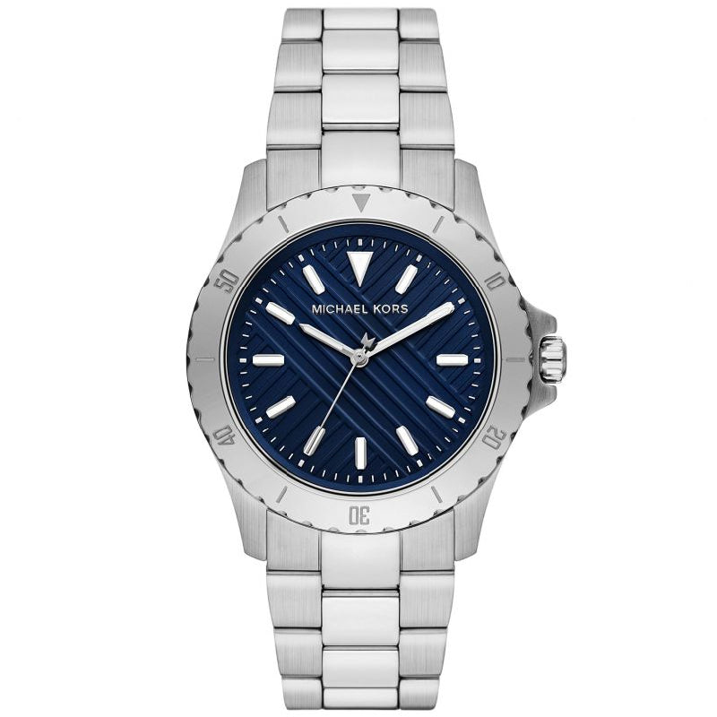 Shop Authentic Michael Kors Everest Three-Hand Blue Dial Silver Steel Strap Watch For Men - MK9079 - Luxxuri