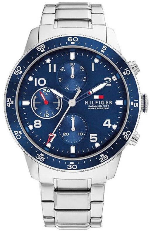 Shop Authentic Tommy Hilfiger Jimmy Chronograph Quartz Blue Dial Silver Steel Strap Watch For Men - 1791949 - Luxxuri