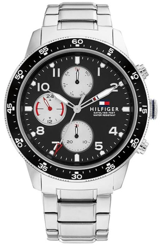 Shop Authentic Tommy Hilfiger Jimmy Multifunction Black Dial Silver Steel Strap Watch For Men - 1791950 - Luxxuri