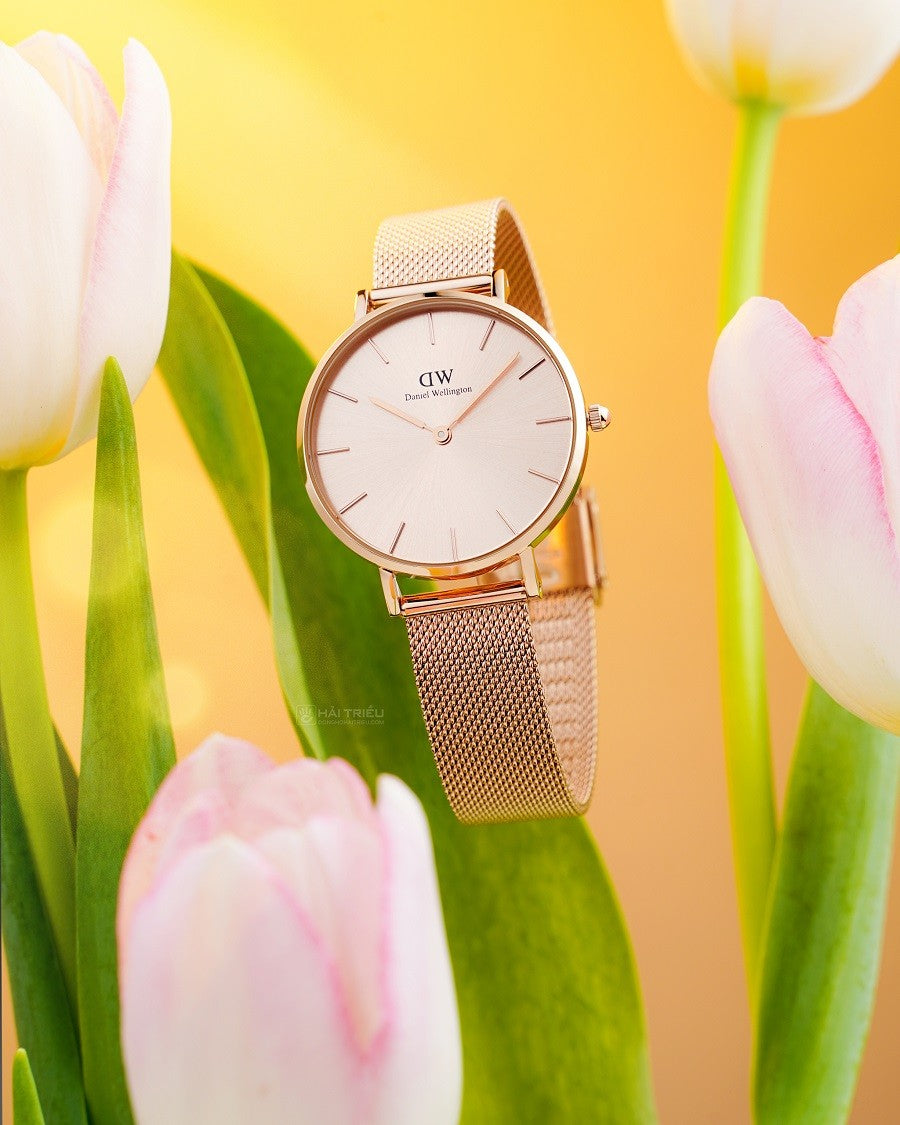 Shop Authentic Daniel Wellington Petite Rose Gold Dial Rose Gold Mesh Bracelet Watch For Women - DW00100471 - Luxxuri