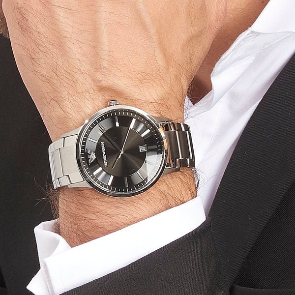 Shop Authentic Emporio Armani Sportivo Black Dial Silver Stainless Steel Watch For Men - AR2457 - Luxxuri