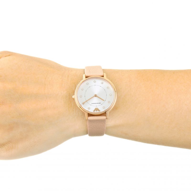 Shop Authentic Emporio Armani Kappa Rose Gold & White Dial Beige Nude Leather Strap Watch For Women - AR2510 - Luxxuri