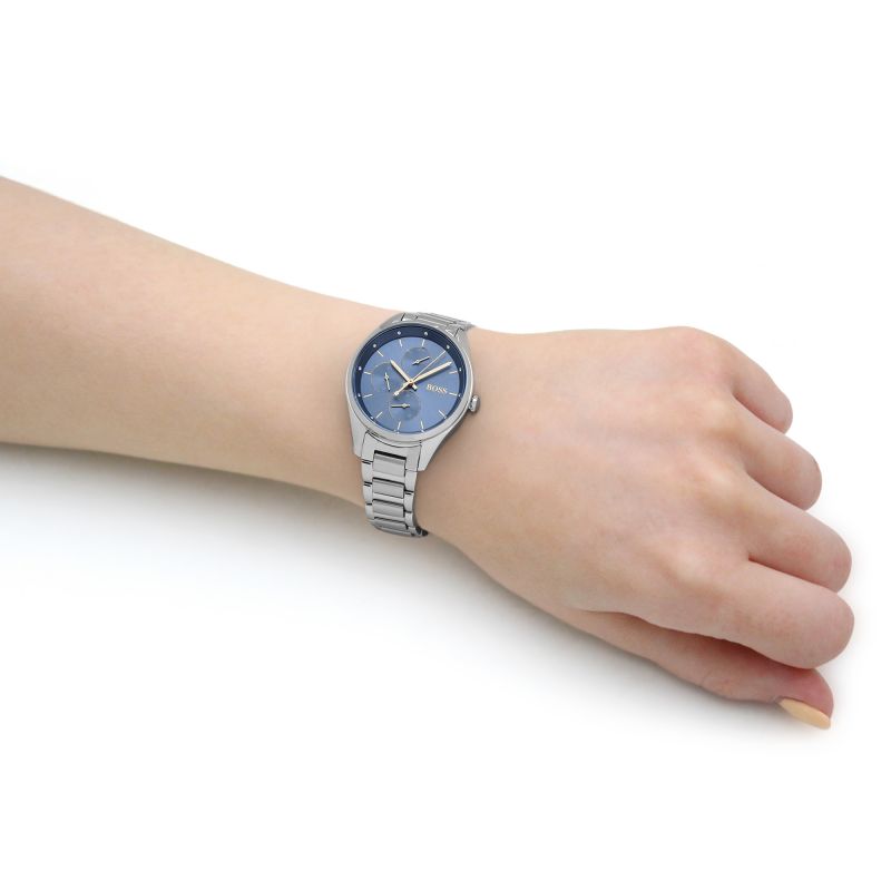 Shop Authentic Hugo Boss Grand Course Blue Dial Silver Steel Strap Watch for Women - 1502583 - Luxxuri