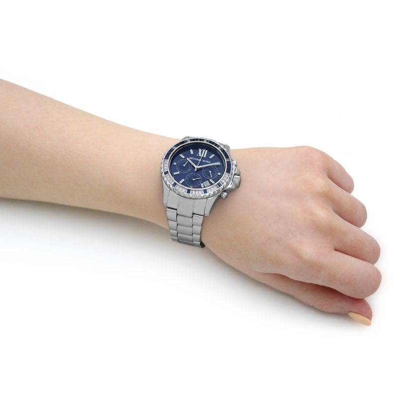 Shop Authentic Michael Kors Everest Chronograph Blue Dial Silver Steel Strap Watch For Women - MK7237 - Luxxuri