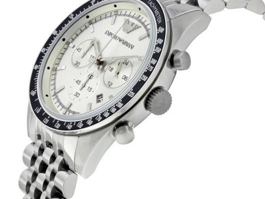 Shop Authentic Emporio Armani Sportivo Chronograph Silver Dial Silver Steel Strap Watch For Men - AR6073 - Luxxuri