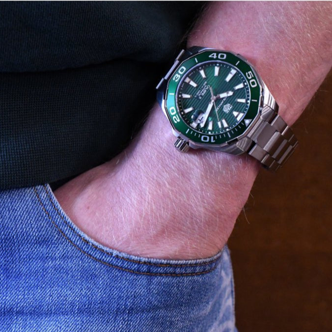 Shop Authentic Tag Heuer Aquaracer Green Dial Watch for Men - WAY201S.BA0927 - Luxxuri