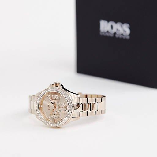 Hugo Boss Premiere Rose Gold Dial Rose Gold Steel Strap Watch for Women - 1502443