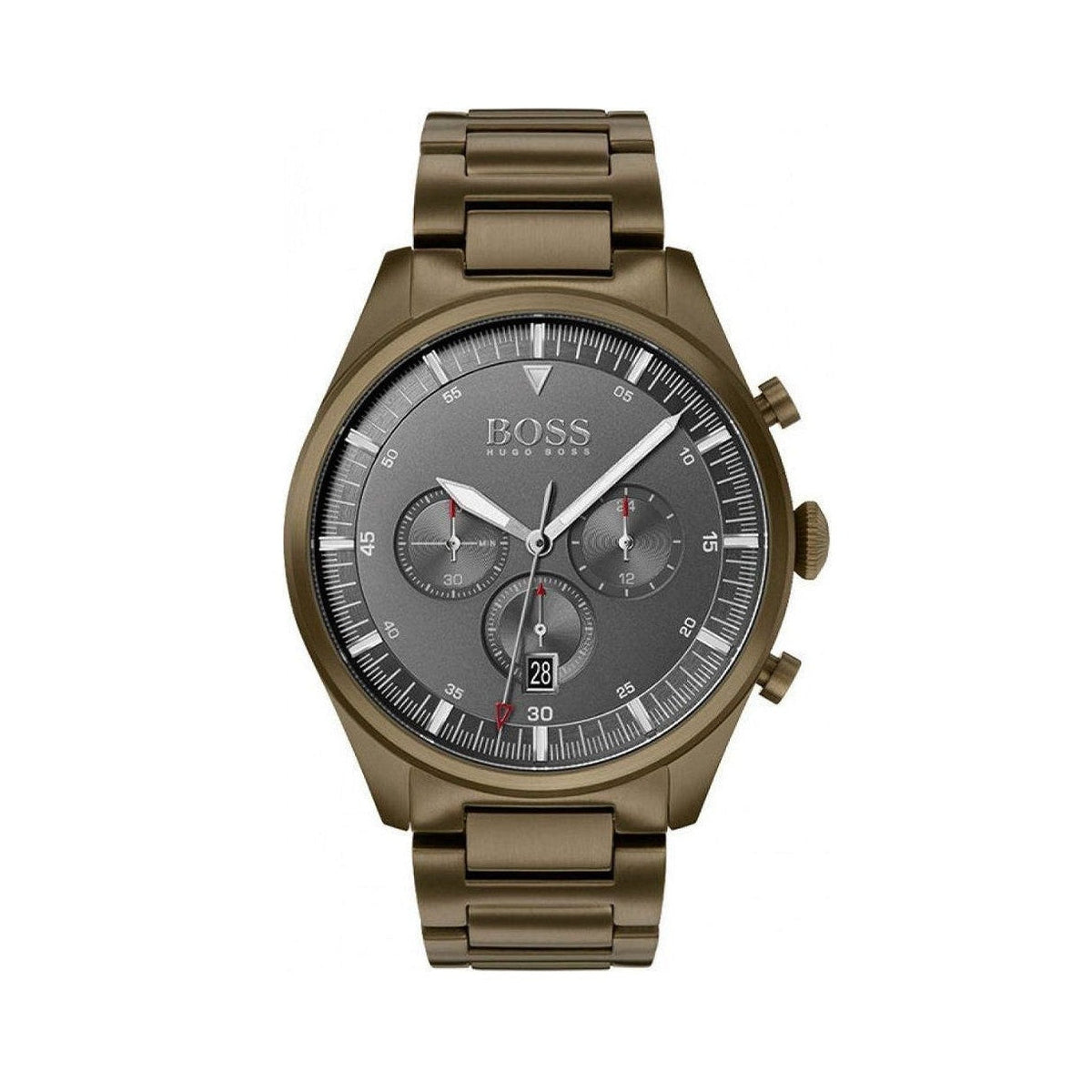 Shop Authentic Hugo Boss Pioneer Quartz Gray Dial Brown Steel Strap Watch for Men - 1513715 - Luxxuri